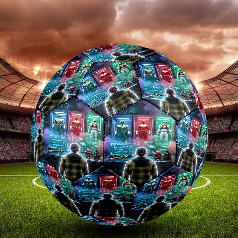 Mighty Morphin Power Rangers Print Size 5 Soccer Ball, Standard Match Football for Sports Game and Team Practice, Ideal Gift for Soccer Fans