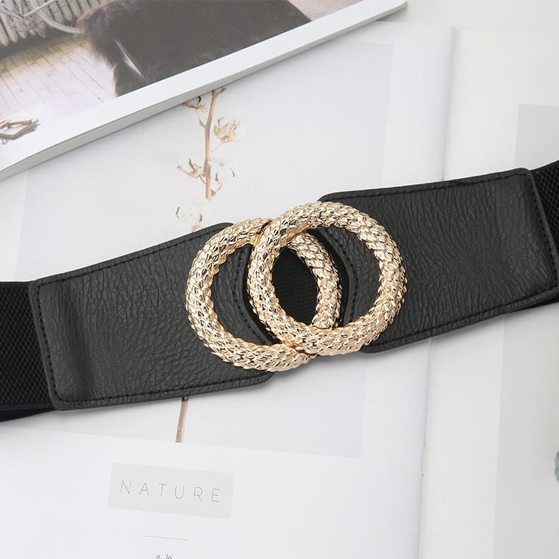 Fashion Faux Leather Wide Belt For Women With Metal Hook Closure For Dress And Coat Styling