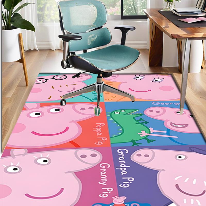Peppa Pig Pattern Rug, Indoor/Outdoor Mat, for Picnic, Gameroom, Bedroom, Office, Living Room, Home Decor Carpet, Birthday Gift
