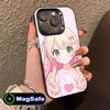 Kawaii Pink Anime Girl Phone Case for iPhone 16 15 14 13 12 11 Pro Max Plus MagSafe Translucent Colour Protective Cover Luxury