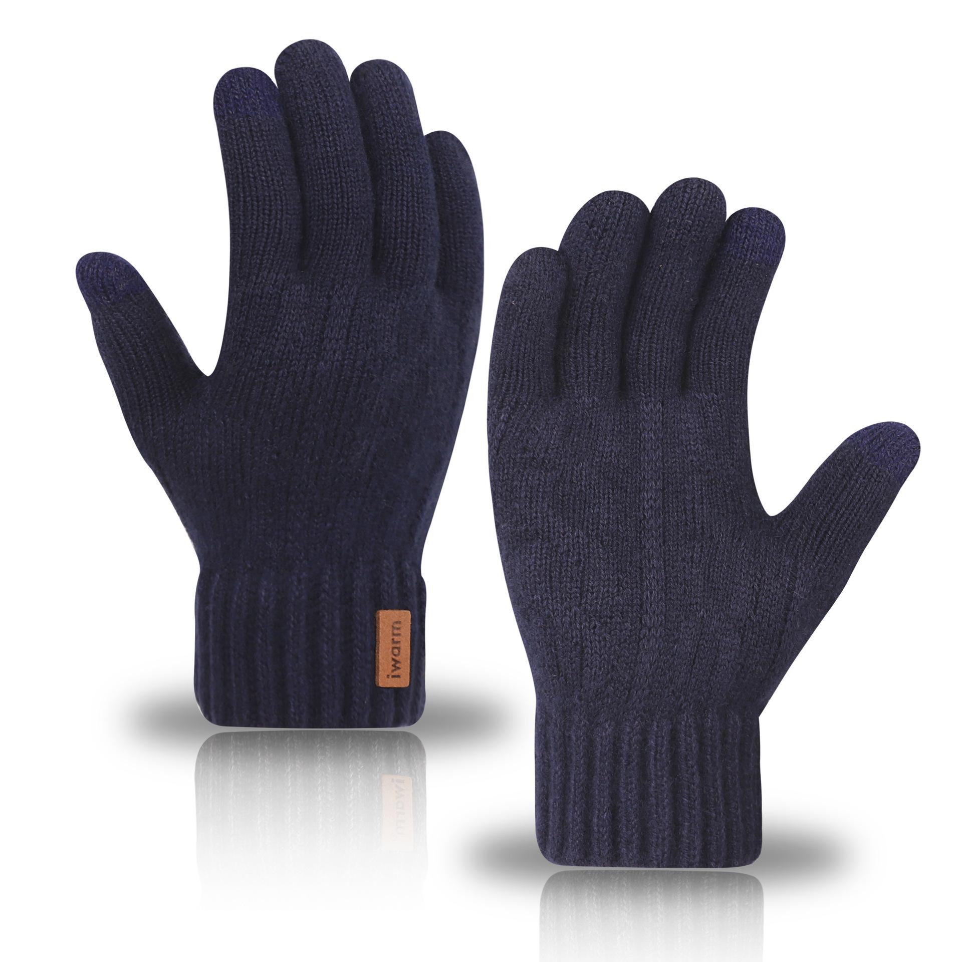 Gestrickte warme Handschuhe aus Alpakawolle für Damen und Herren, kältebeständige Touchscreen-Handschuhe für Herbst und Winter average size black