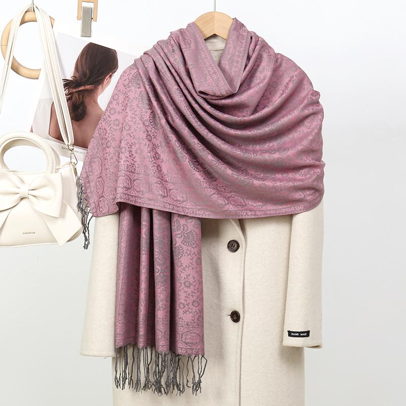Paisley Pashmina Shawl Scarf Women Jacquard Cashew Printed Scarves Flowers Borders Female Tassel Blanket Wraps Ethnic Shawls