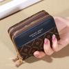 Women's Short Wallet Fashionable Double Zipper Color Blocking Coin Purse Clutch Bag Multi Slot Large Capacity Card Pack Double Layered Women's Bag