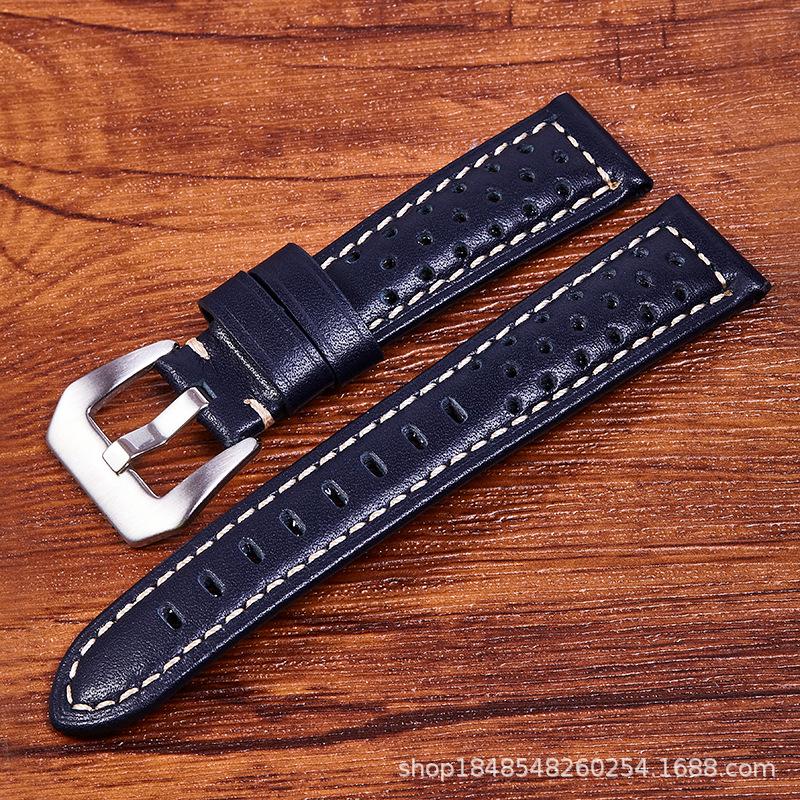 The First Layer Of Needle Pattern Leather Strap Is Suitable For Pena L Sea 18Mm 26Mm Perforated And Breathable Retro Strap.
