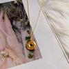 Gold-Plated Hundred Blessings Pendant Necklace - Lucky Bead & Safety Buckle Retro Chinese Style