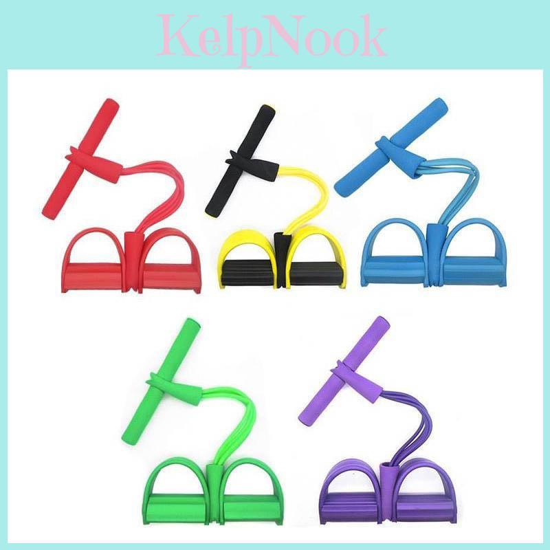 4 Gum Fitness Tube Resistance Bands Latex Pedal Exerciser Situp Pull Rope Bands