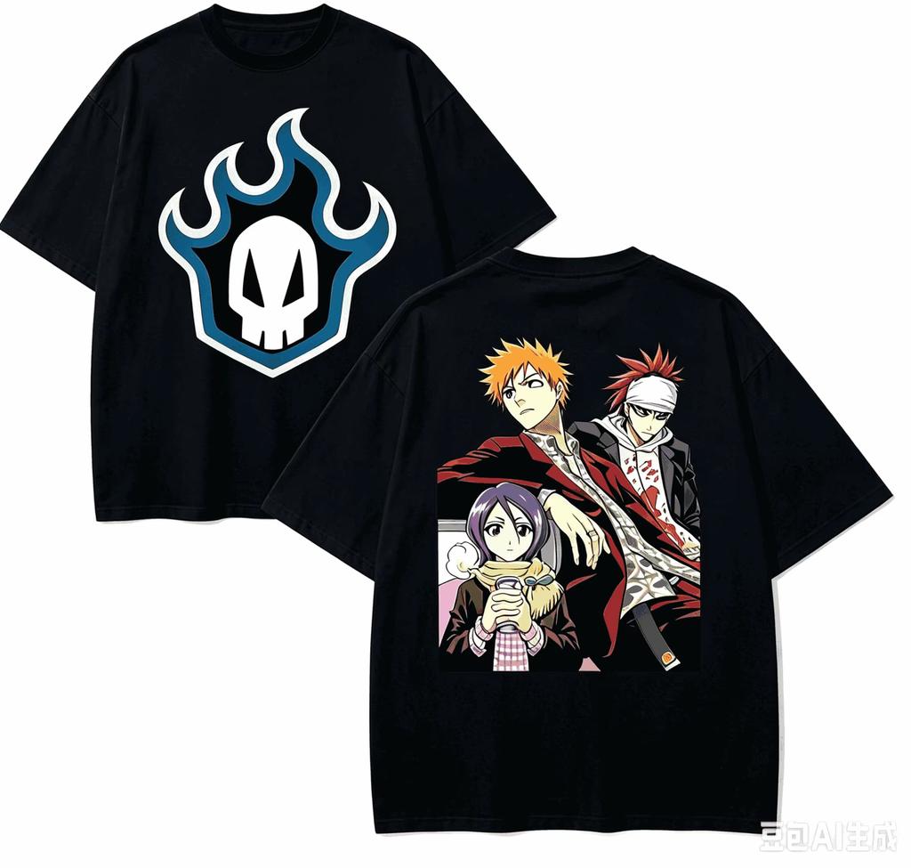New Harajuku High-street Retro Fashion Loose Unisex High-quality Classic Best-selling T-shirt for BLEACH Anime Fans