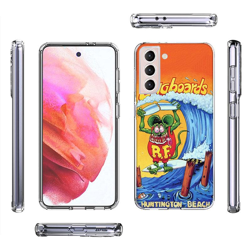 Surf Cool Rat F-Fink Phone Case For Samsung Galaxy S25 Edge S24 S23 FE S21 S20 S10 Plus S22 S26 Ultra Cover Clear Cases TPU Capa