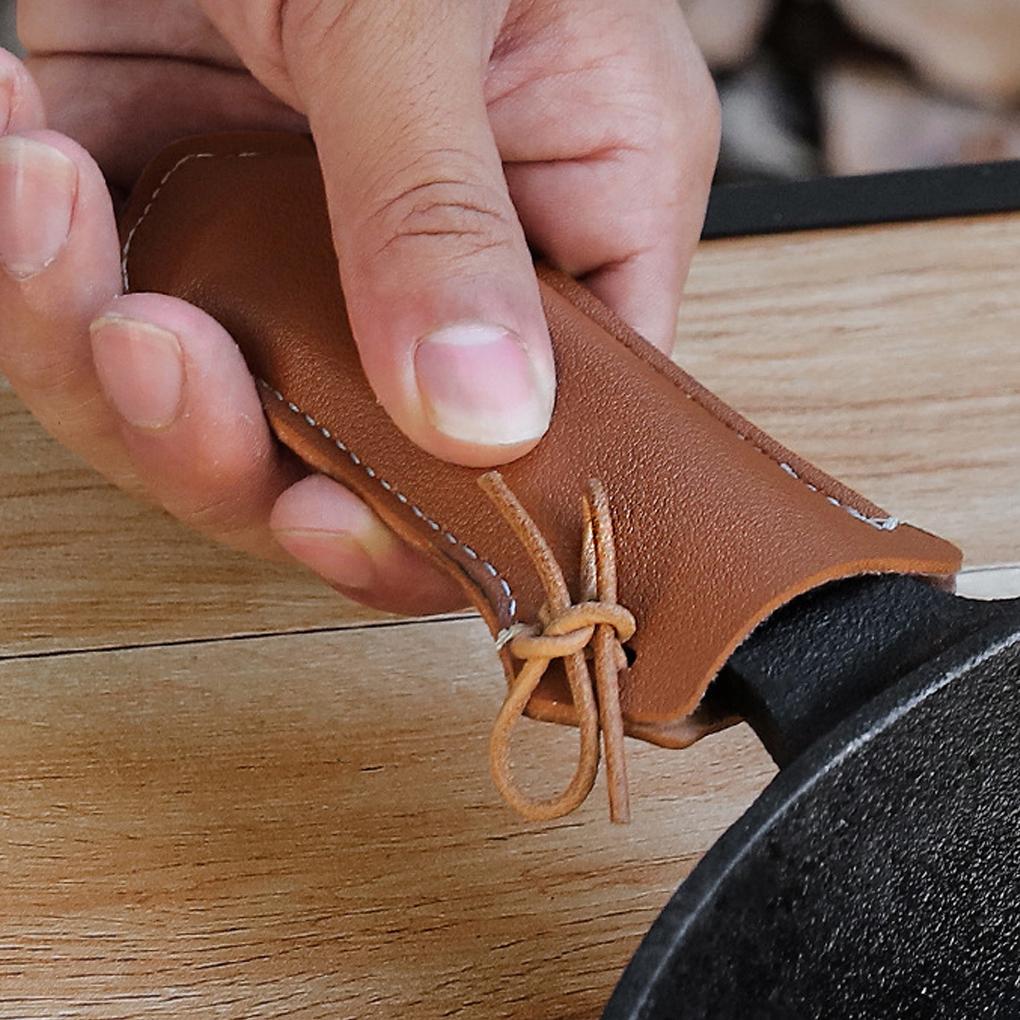 Pots Handle Holder Leather Insulated Hot Potholder Protector Sleeve Reusable Grip Cover Cookware Parts Home Picnic