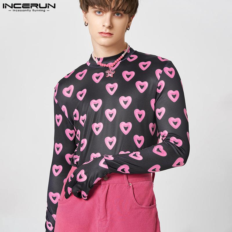 

INCERUN Черная весна Мужчины Печать Длинные рукава Топы с перчаткой