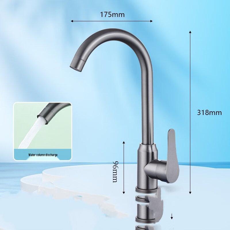 TLXT Gunmetal Grey Gooseneck Kitchen Faucet