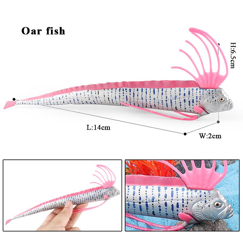 Oenux Animali Marini Modello Action Figures Pesci Oceanici Pesce Vela Persico Cernia Salmone Figurine per Acquario Giocattolo Educativo in PVC per Bambini