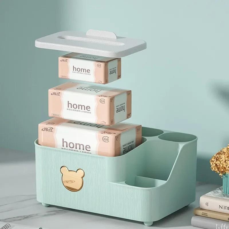Tissue Storage Box Living Room Desktop Storage Multi-function Storage Box