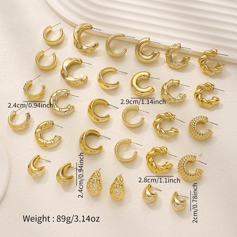 Texture Geometry Multi Shaped Women's Fashion Ring Earring Set Elegant Fashion Style Unique Design Earrings