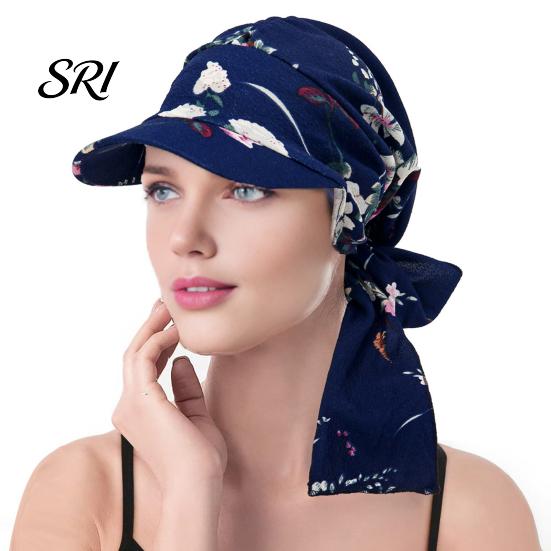 Cappello estivo leggero da donna, foulard, motivo floreale, lacci, nastro, turbante, tessuto morbido, accessorio per copricapo, cappello parasole per esterni, viaggi, ciclismo