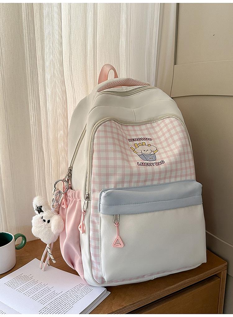 Schoolbag Foreign Soft Girl Girl Backpack Ins Japanese Cute Primary School Schoolbag Travel Plaid Cartoon Backpack