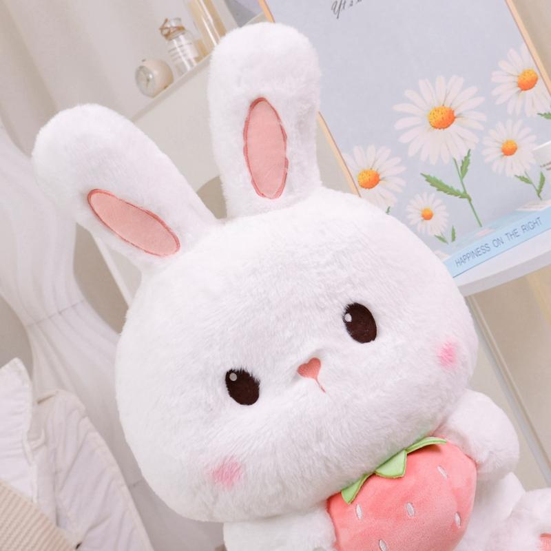 Kawaii Rabbit Plush Pillow Cartoon Bunny Hold Carrot Strawberry Dolls Stuffed Soft Pillow Animal Cushion Birthday Christmas Gift