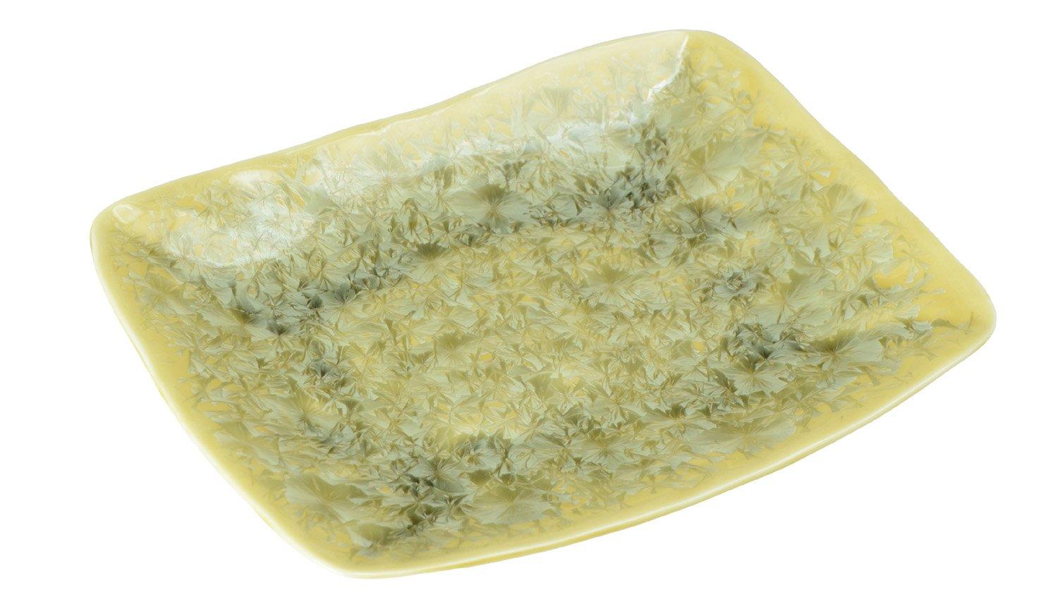 

Touan Rectangular Flower Crystal kta378 Kyo-yaki, Kiyomizu-yaki, Kiln, Plate, (Yellow),
