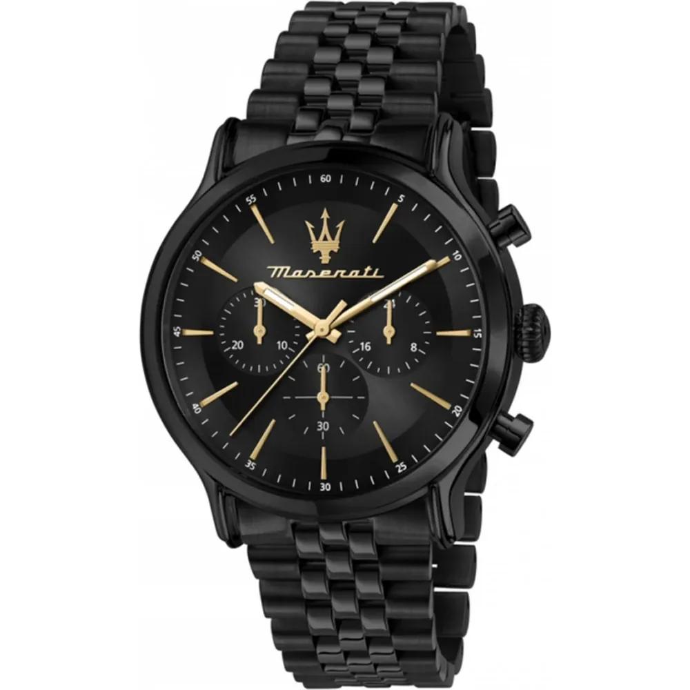 Мужские кварцевые часы-хронограф Maserati Epoca Черный металл R8873618020 чёрный