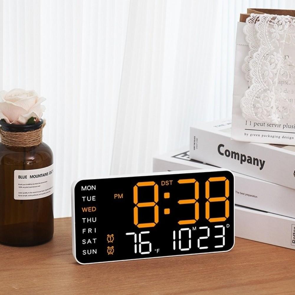 Voice Control Digital Wall Clock Week Date Display Temperature Display LED Alarm Clock DST Function Brightness Adjustable