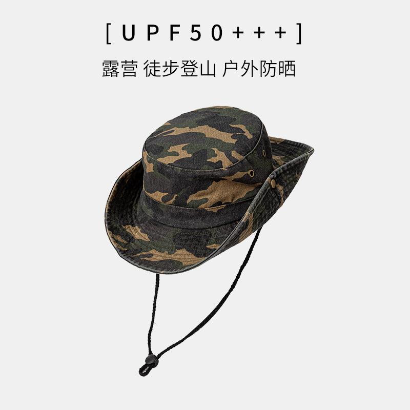 Camouflage Hat Bucket Hat Western Cowboy Outdoor Hiking Hat Summer Hiking Fishing Shading Sun Protection Hat