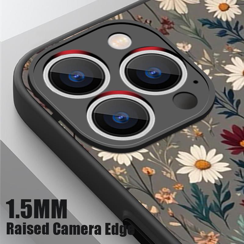 Thin Ring Magnetic For Magsafe Case For iPhone 17 Pro Max Case iPhone 16 15 14 13 Pro Max 17E Daisies Flowers Print Hybrid TPU+PC Matte Cover