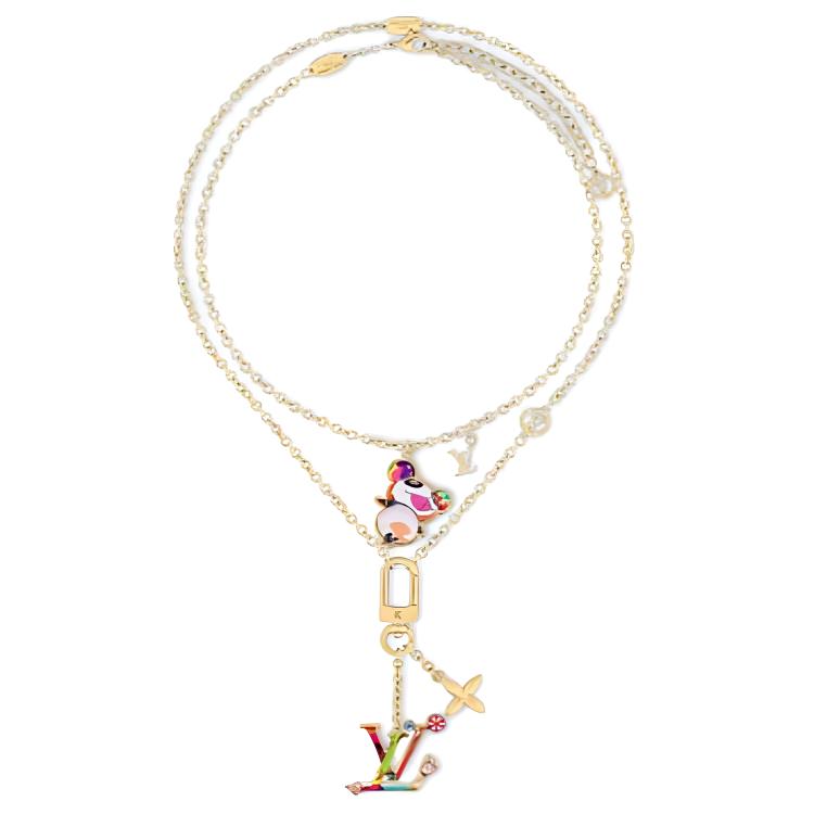 Louis Vuitton Lv X Takashi Murakami Superflat Collaboration Monogram Floral Pendant Necklace Women Necklace Gold M02499