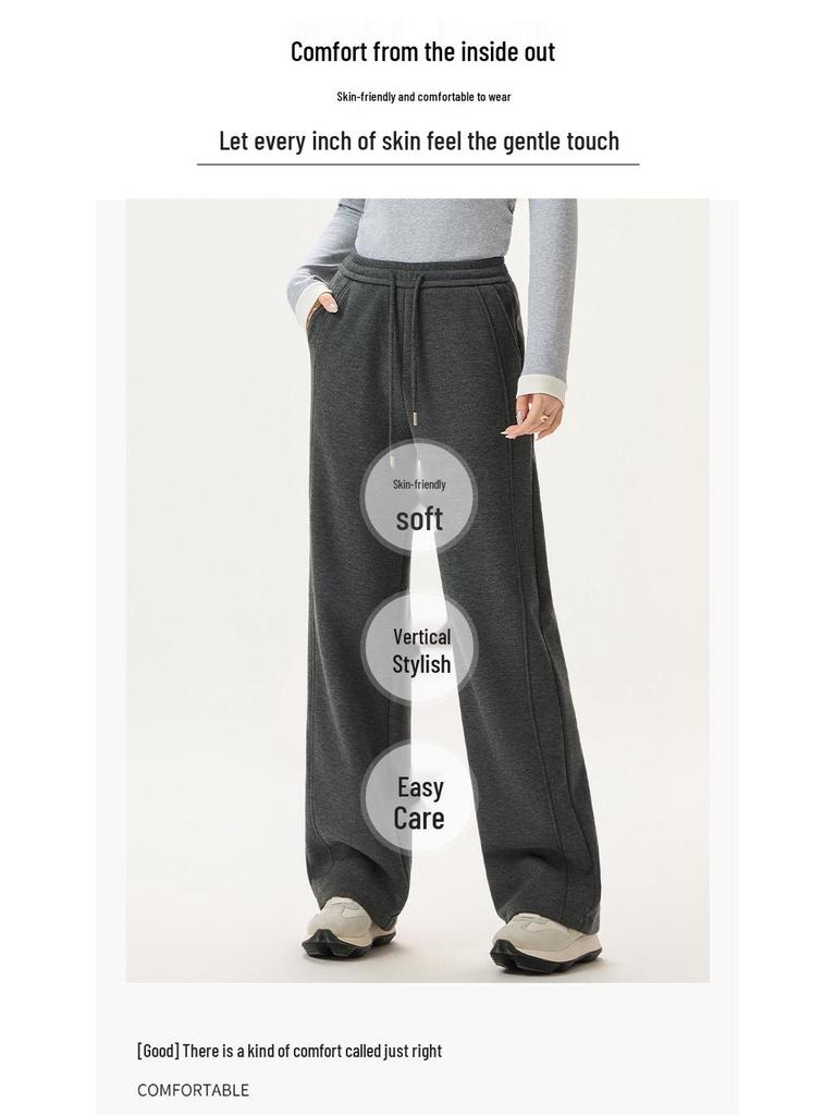 Women's Fashionable Gray Fleece-Lined Winter Pants: Petite, Narrow, or Wide-Leg Acetate Wool Sweatpants.