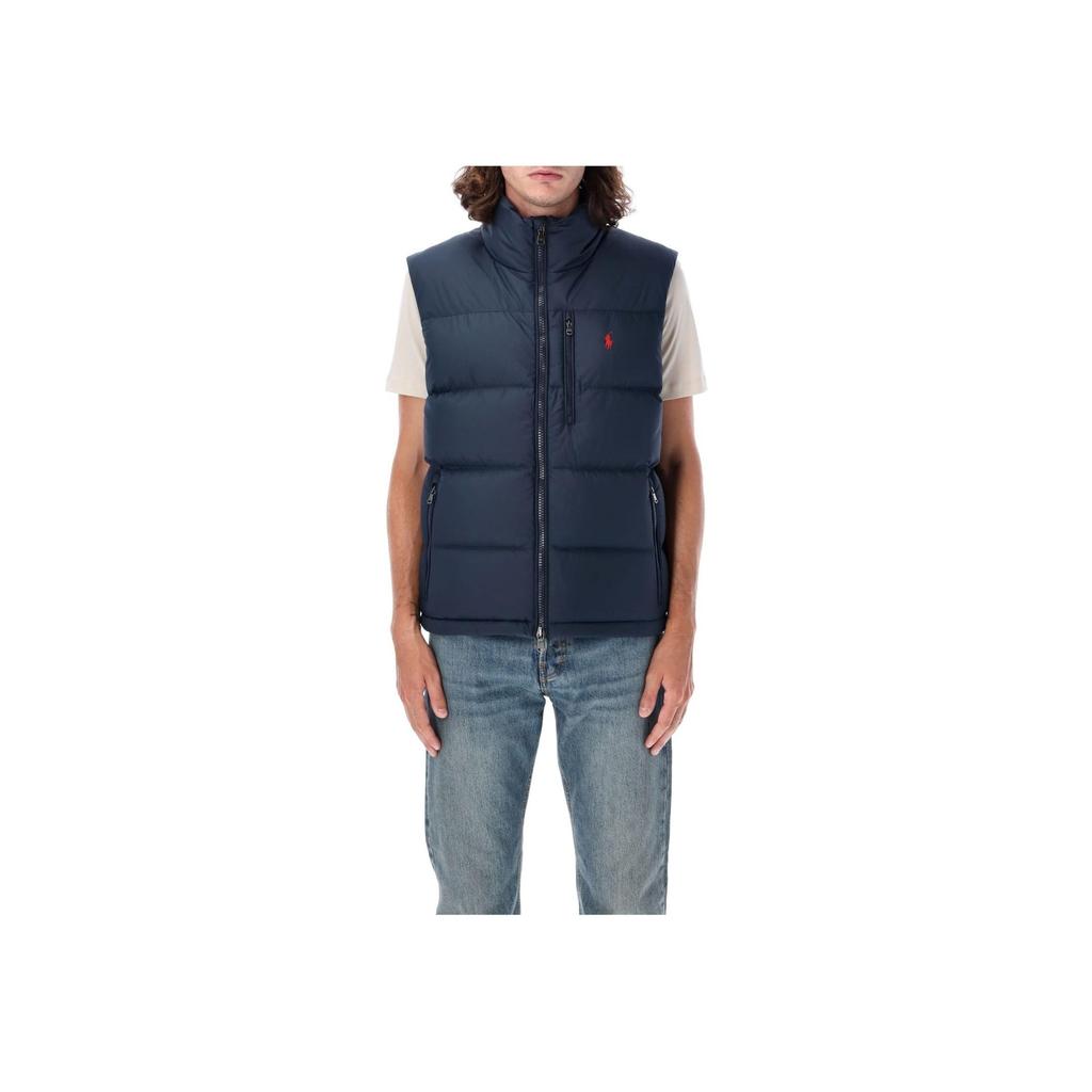 Polo Ralph Lauren Stand Collar Logo Print Zip Sleeveless Vest Men Vest Navy-Blue 710940236-002