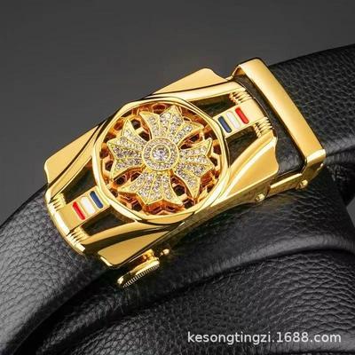 Men's Trendy PU Leather Automatic Buckle Belt for Jeans