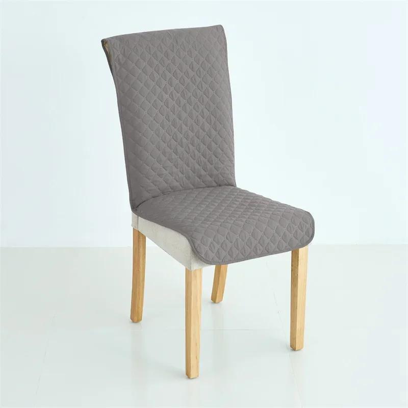 1PC Quilted Chair Cover Anti-slip Long Chairs Pad Seat Cushions with Elastic Strap Universal Banquet Hotel Chair Dust Covers