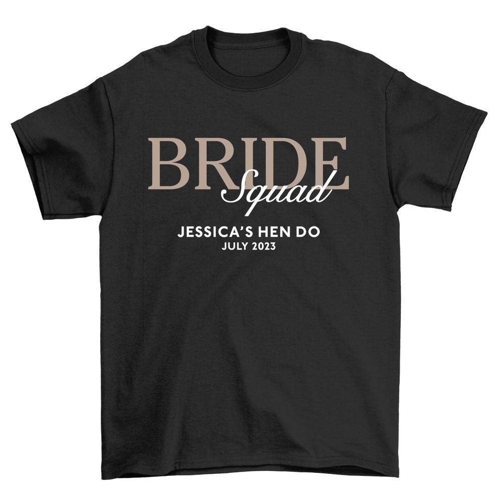 

BRIDE Squad Personalized Cotton T-Shirt Perfect Bridal Hen Party Top Eco 3XL