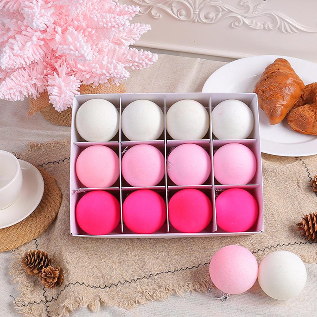 12pcs Colorful Flocked Christmas Balls 6CM Diverse Colors Christmas Decoration Balls for Gifting and Personal Use