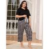 Vneck And Summer Autumn Spring Shortsleeved Tops And Trousers Womens Plus Size Pajamas