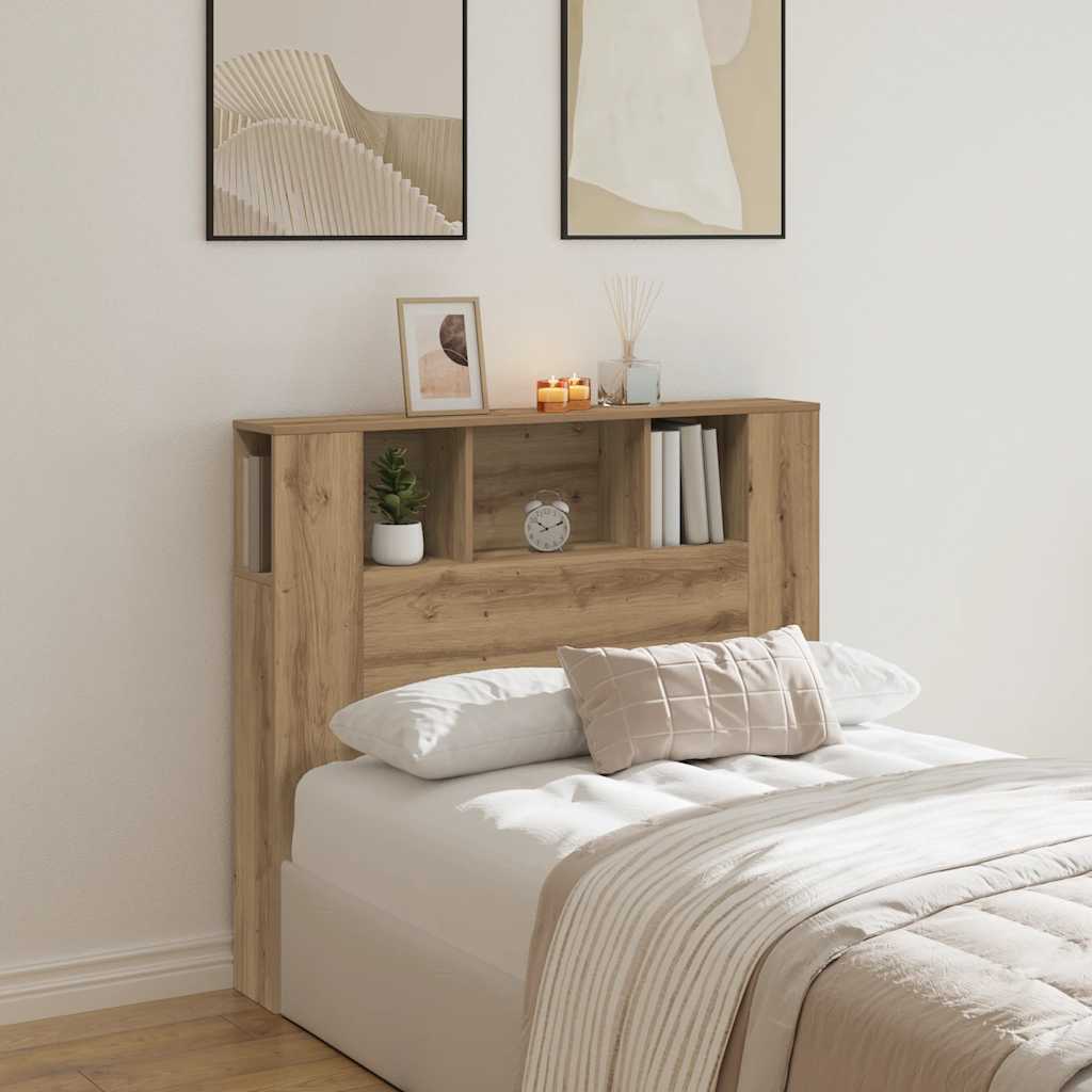 Headboard with Shelves Artisan Oak 120x19x104.5 cm Particleboard