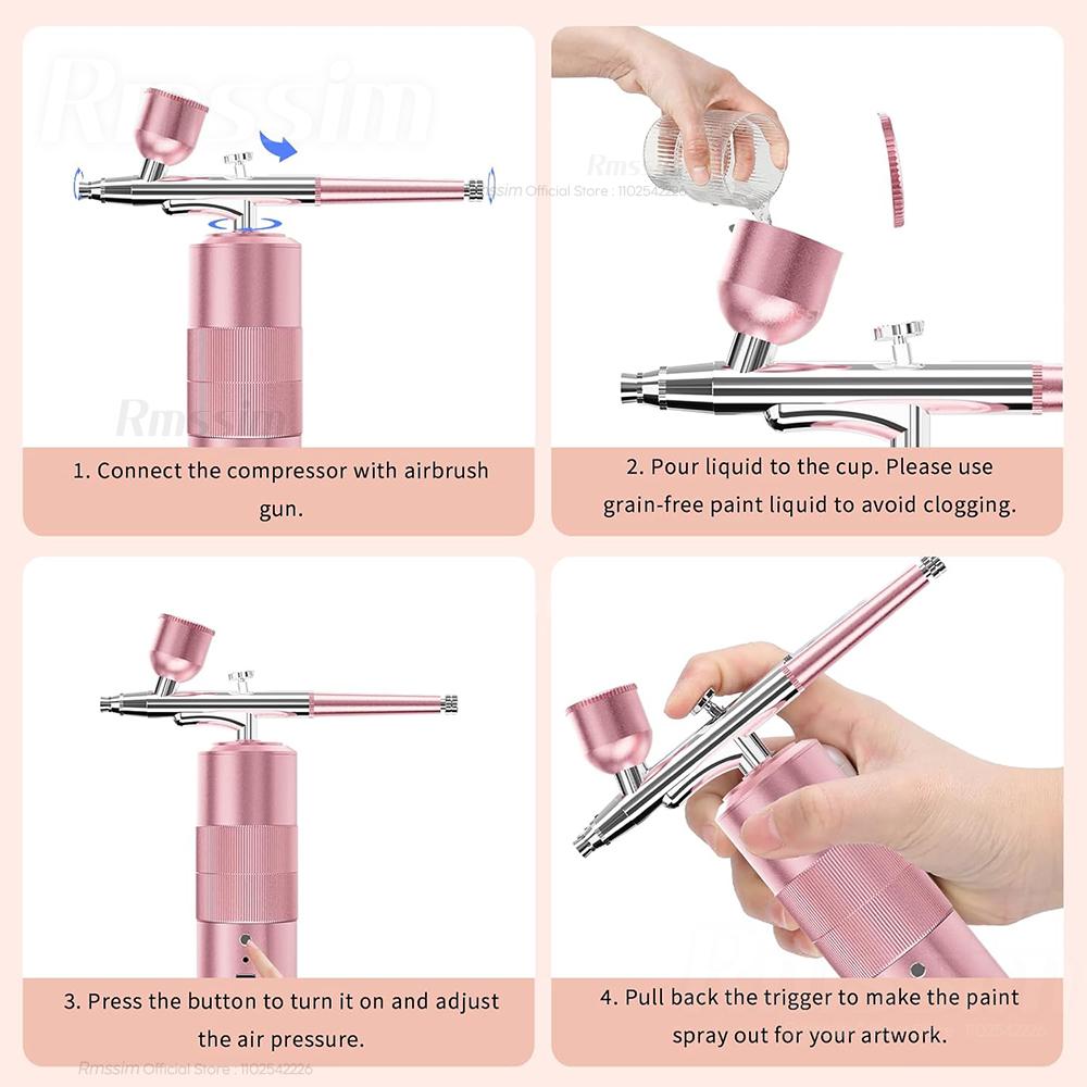 Airbrush Nail With Compressor Portable Airbrush Nail Art Compressor For Nails Cake Painting Crafts Air Brush Kit Nails Spray