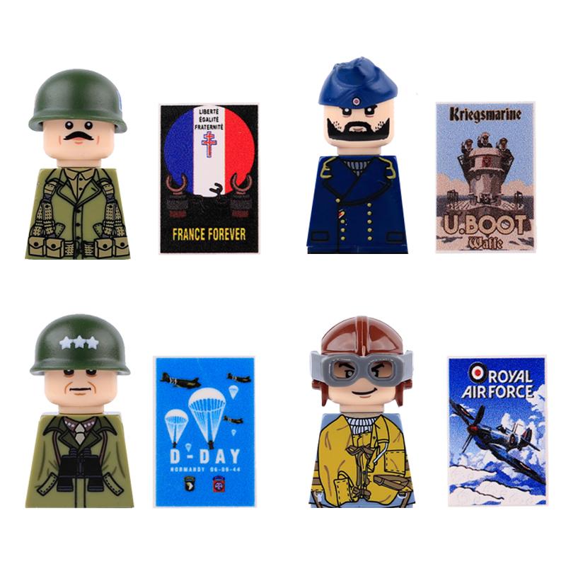 Military Soldier Figure Building Blocks British US French Army Weapons 101 Airborne Division Officer Infantry M1 Toys Gifts D126