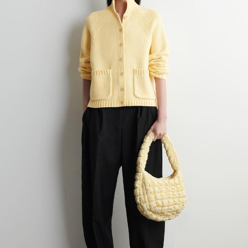 Cos Checkered Quilted Cloud Bag Women Handbag Cream-Yellow 0973537095