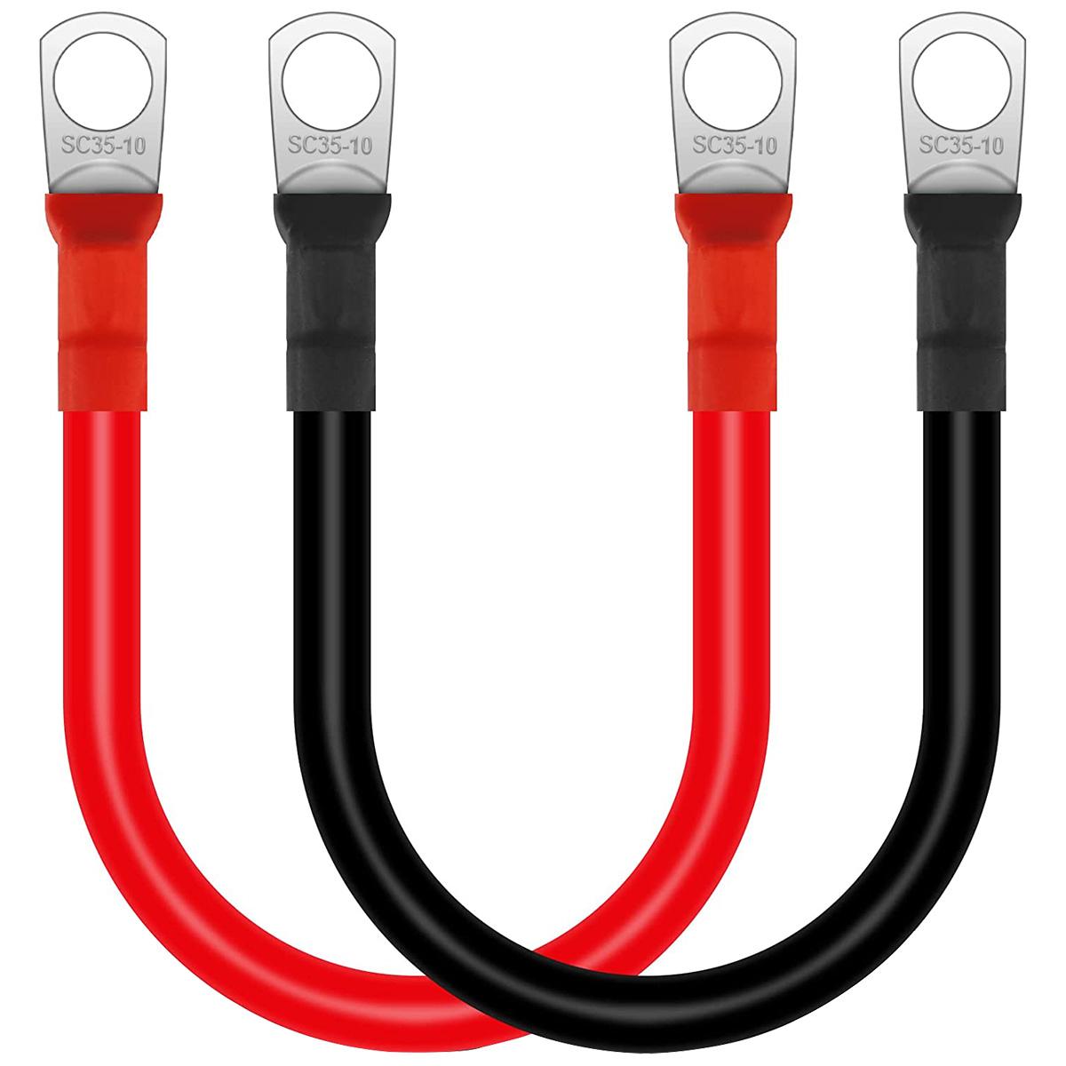 

2Pcs Battery Inverter Cable 30cm 12V Copper Auto Battery Cable Waterproof Soft Battery Connection Cable for Truck Motorcycle