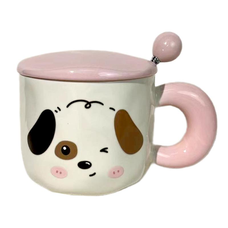 Cute Cartoon Puppy Mug with Lid Ceramic Cup To Give Girlfriend Birthday Gift High Appearance Meaningful Souvenir