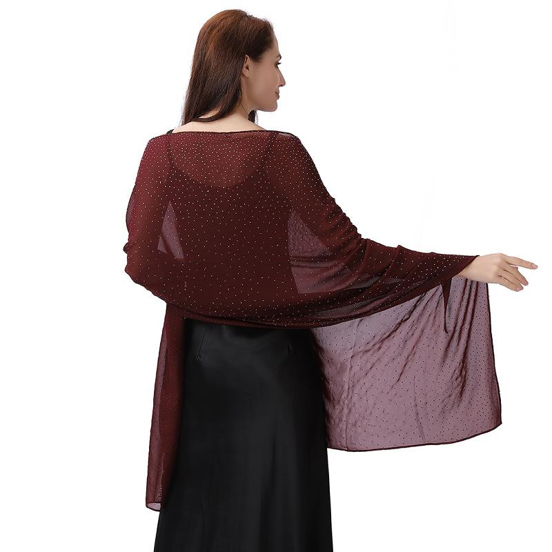 

70*190cm Sheer Chiffon Shawls and Wraps for Evening Dresses Women Elegant Soft Silky Sparkly 70*190cm темно-червоний колір
