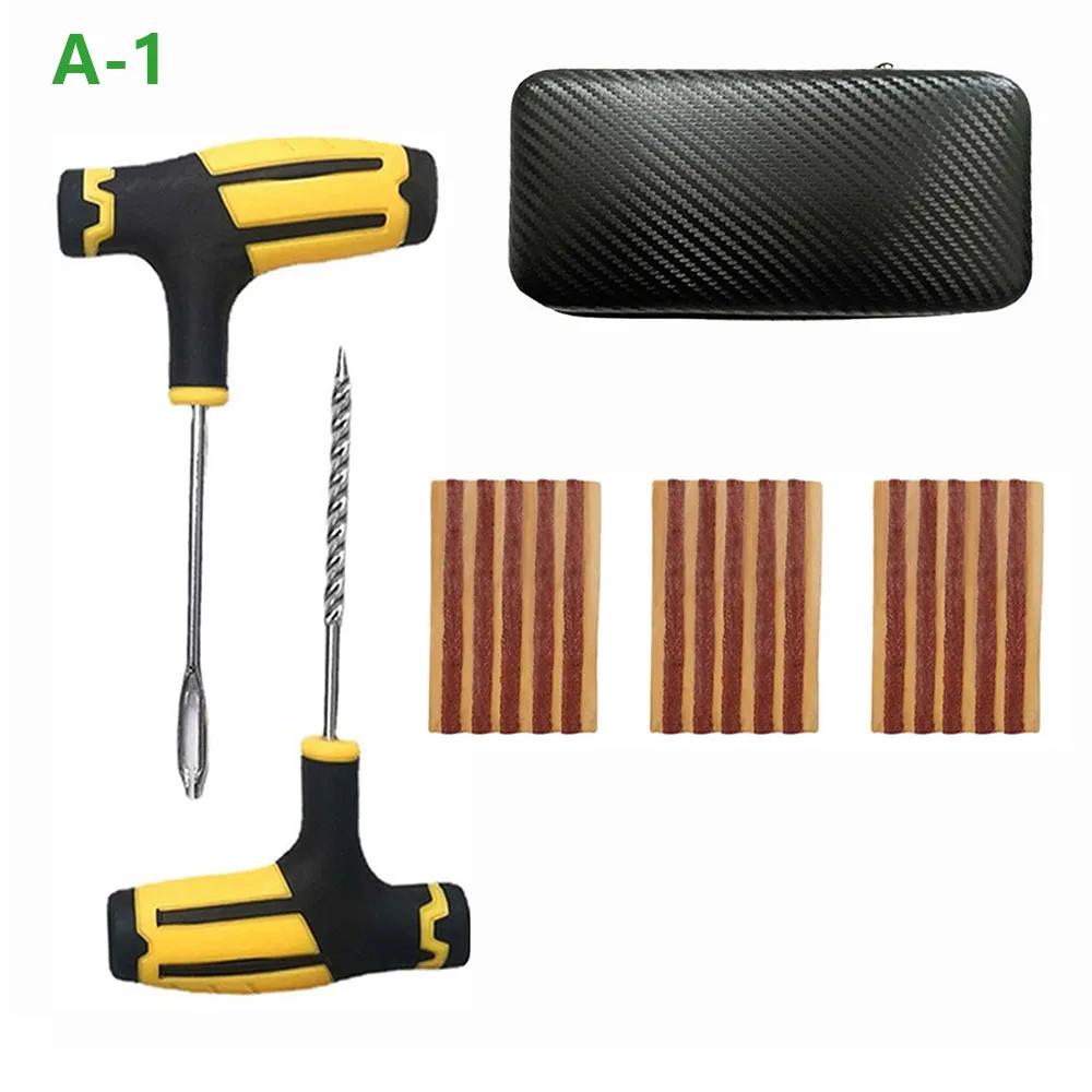 

Car Tire Repair Kit Studding Tool with Rubber Strips Tool Puncture Plug Tool Set Glue Free Auto Motorcycle Repair Tire Film Nail
