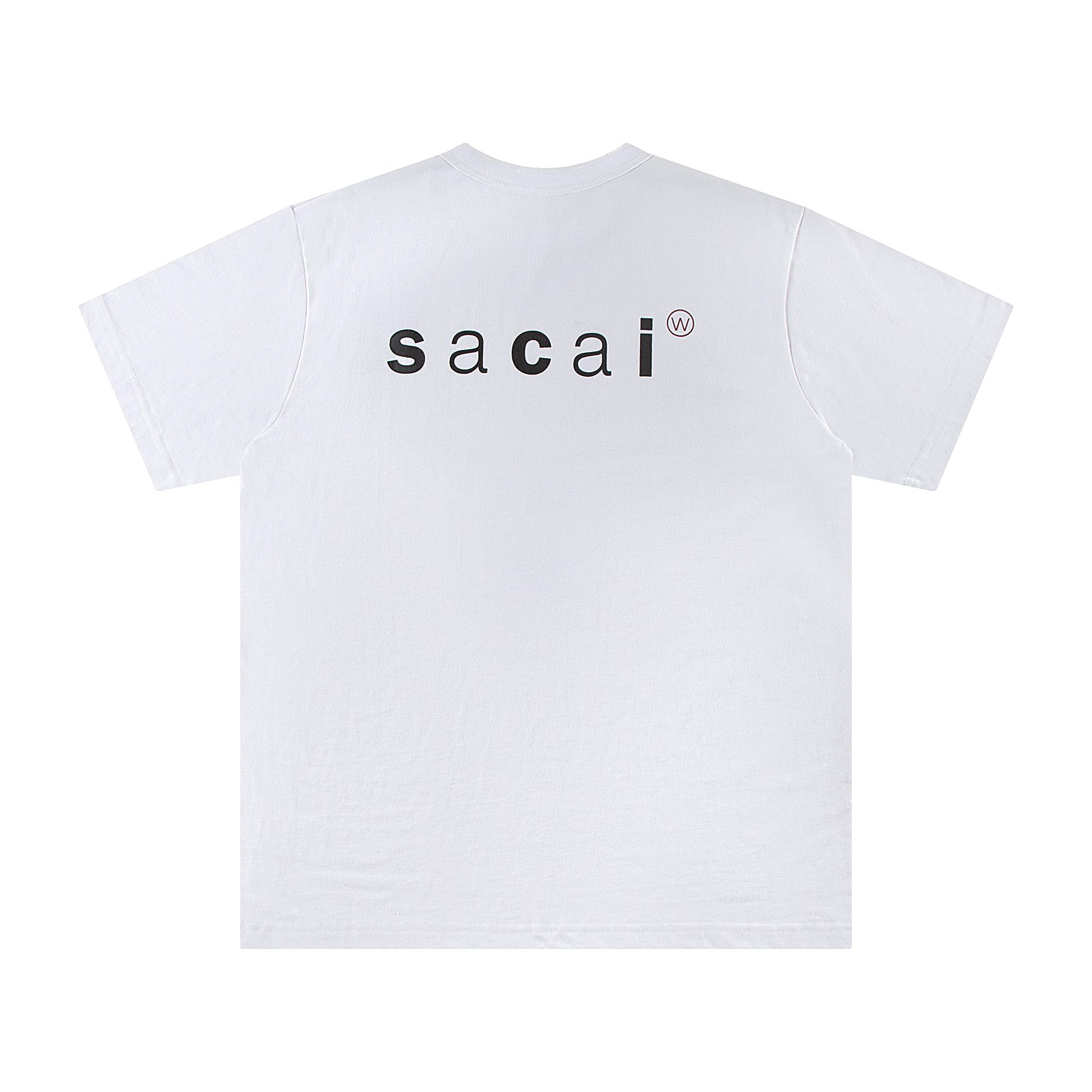 

2025 WTAPS SACAI Co-branded Printed Cotton T-shirt with Letters on The Back of The Japanese Short Sleeve Men s and Women S