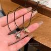 Y2K Star Minimalist Black Rope Unique Necklace Small Five Pointed Star Pendant Adjustable Necklace Collarbone Chain for Women