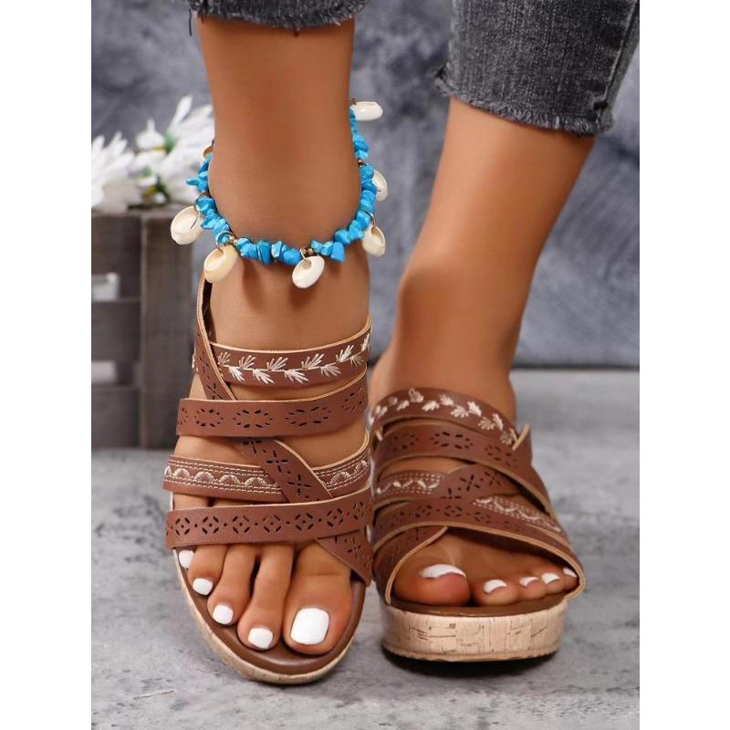 Large size wedge slippers women's summer light outer wear TEUM explosive sandals women