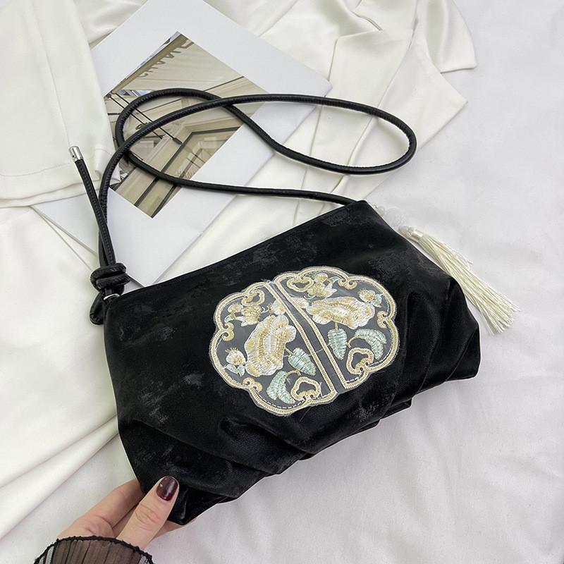 

Chic Summer New Chinese Style Women s Small Square Bag With Elegant Embroidery And Trendy Design Black