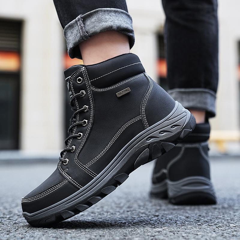 Men's Plus Size Fashionable High Top Outdoor Leisure Hiking Shoes Hiking Shoes with Plush Insulation Cotton Shoes Snow Boots