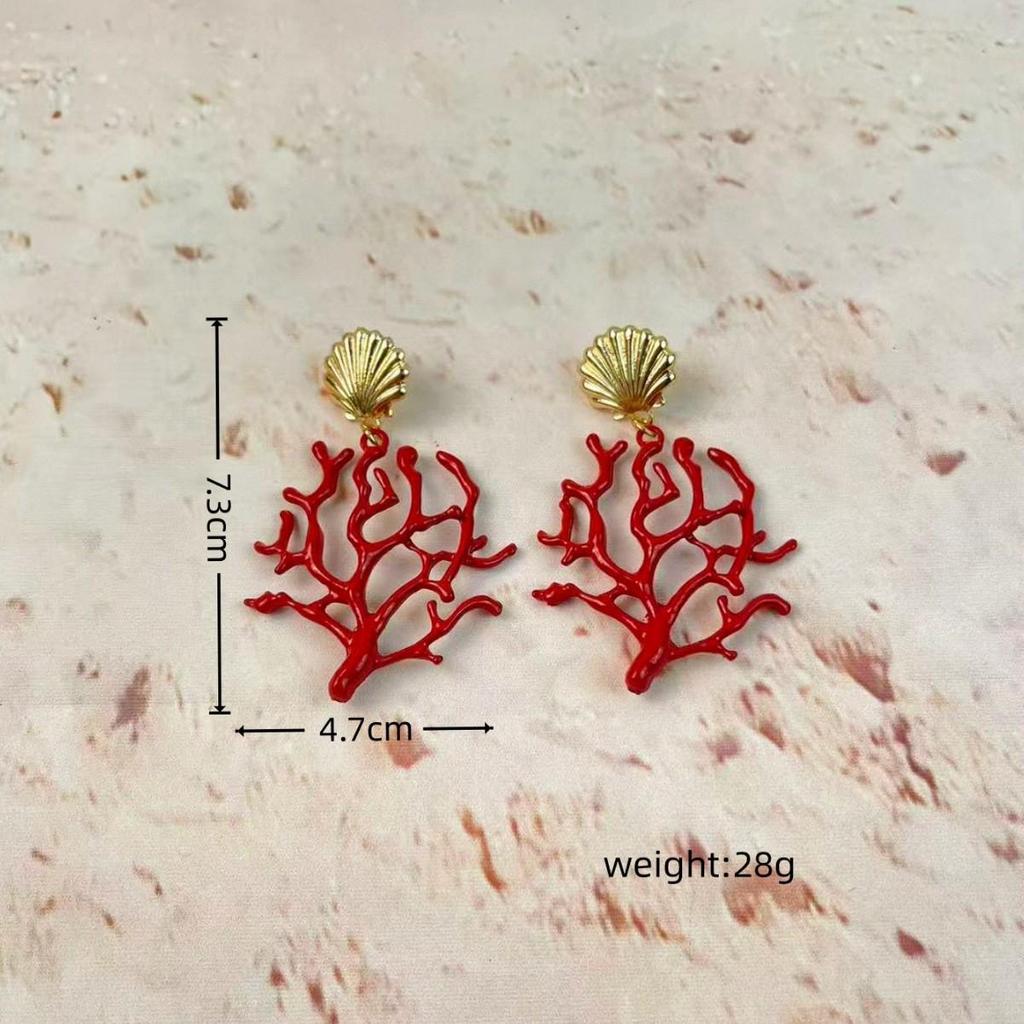 Pendientes ZA European Coral Ocean Resort: Estilo Exagerado de Alta Gama para Mujeres