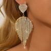 Europäische und amerikanische übertriebene super funkelnde Krallenketten-Serie diamantbesetzte Strass-Fächer-Pfirsichherz-Quaste Ohr