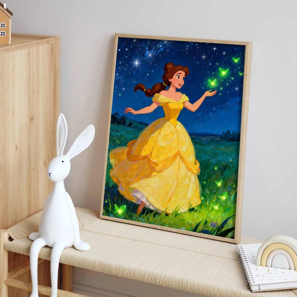 Disney 5D Diamond Painting Kit Belle Enchanted Night Fireflies Home or Office Home Decor Art Diamond Painting Kit